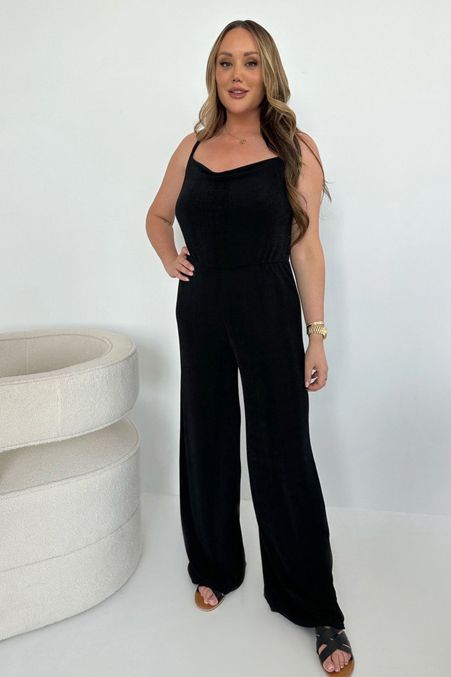 Clothing Charlotte Crosby | Strappy Wide Leg Jumpsuit Black