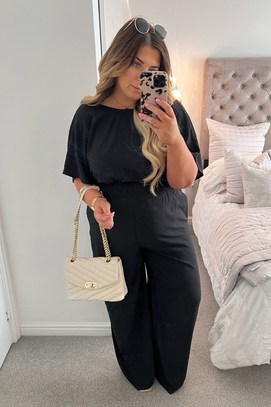 Clothing Ash | Wide Leg Elasticated Jumpsuit Black